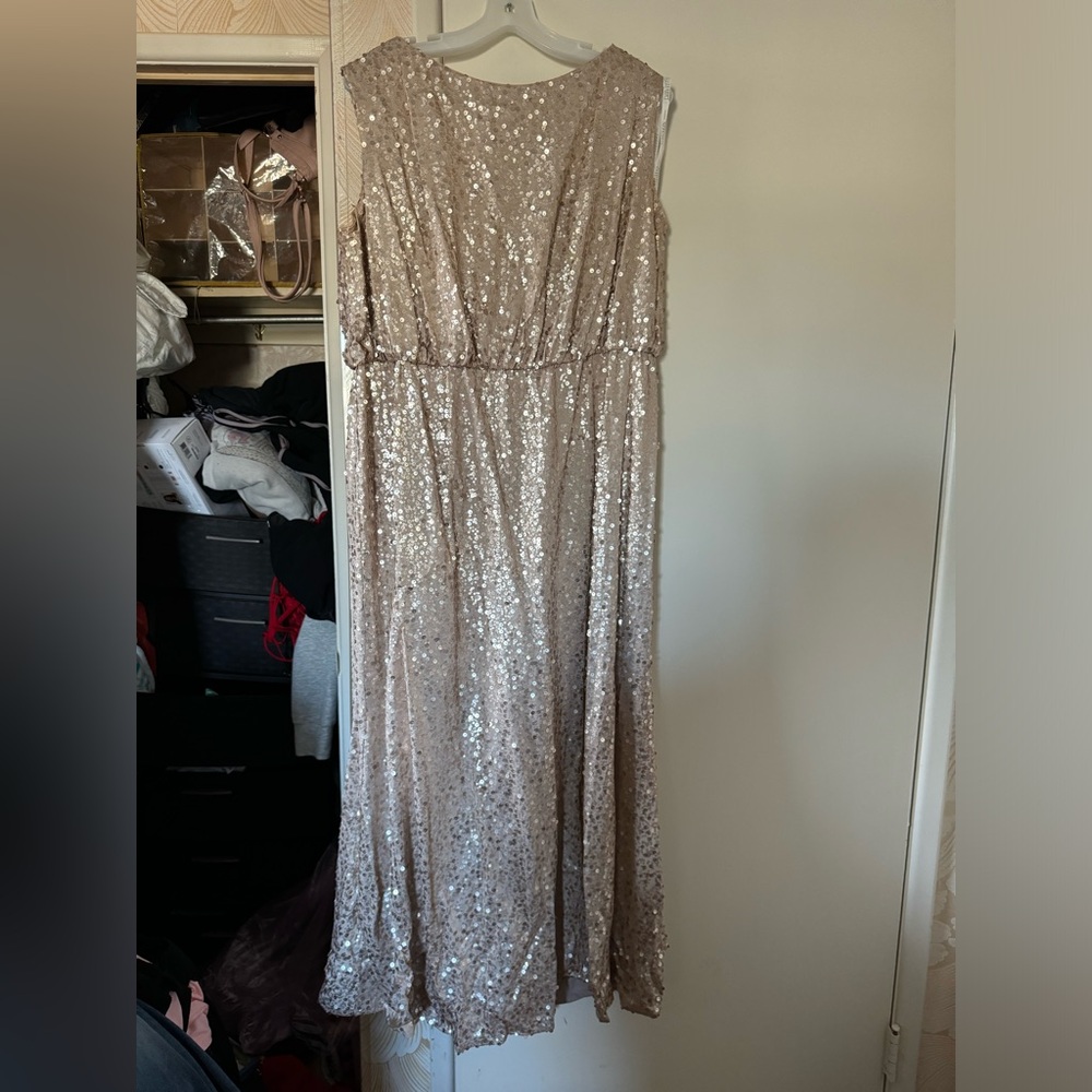 David’s Bridal Champagne sequin Dress 2XL